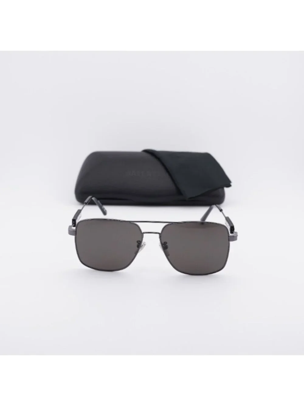 Balenciaga BB0116SA 001 Sunglasses Dark Ruthenium Square Frame, Black Lenses